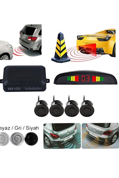 EROĞLU Dijital Ekranlı Araç Park Sensörü Ses Ikazlı 4 Sensörlü- Gri