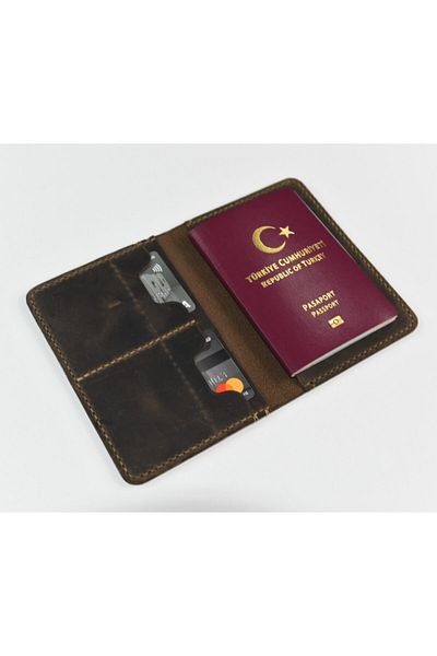 Legend Unisex Brown Leather Passport Wallet