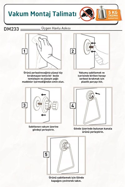 Teknotel Білий ДРІЛЬ Без дриля! Трикутний тримач для рушників з вакуумним кріпленням DM233