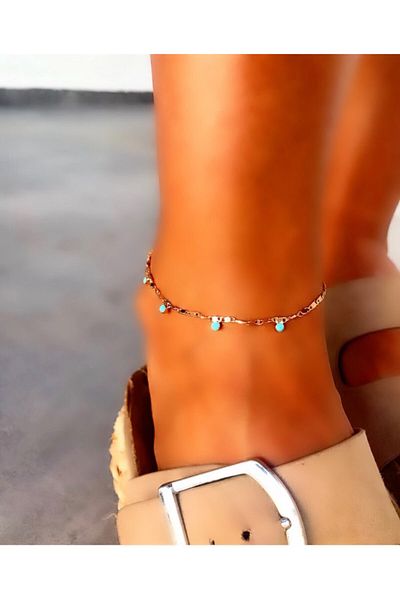 Lolita Takı Women's Turquoise Afghan Beaded Chain Anklet