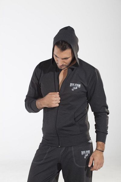 Big Sam Slim Fit Anthracite Hooded Tracksuit 3577