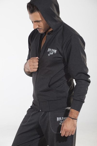 Big Sam Slim Fit Anthracite Hooded Tracksuit 3577
