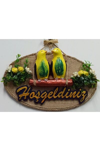 Mixperi Welcome Door Ornament with Budgie