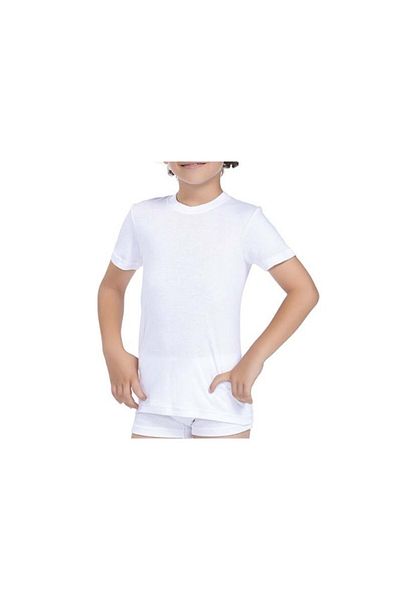 GÜMÜŞ Tricou pentru băiat, alb, din bumbac pieptănat, cu decolteu rotund
