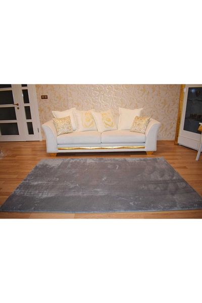 Hakan Plain Pattern Gray Welsoft Carpet Cover