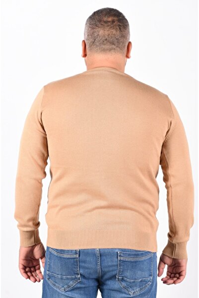 Trist Star Men's Plus Size Camel Crew Neck Cotton Sweater