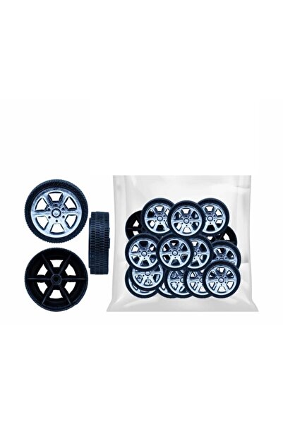 EmAyCenter 20 Adet Plastik Tekerlek 2,9 Cm Çap - Mil Çapı 2mm Araba Yap Set