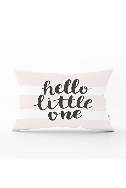 Realhomes Față de pernă dreptunghiulară pentru camera bebelușului cu design nor roz și lună pe fundal alb