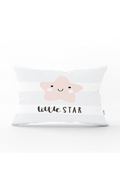 Realhomes Față de pernă dreptunghiulară pentru camera bebelușului cu model drăguț de ursuleț pe podea roz