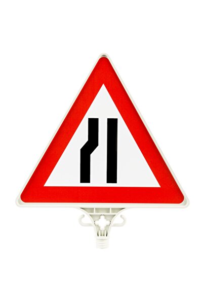 Üstün Üçgen Uyarı Levhası Her Iki Taraftan Daralan Yol Tek Yön