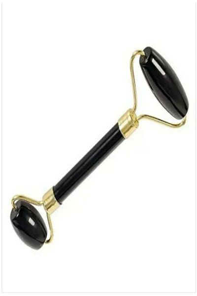 TİNEKE Jade Stone Black Double Sided Skin Facial Massage Care Tool Roller Obsidian