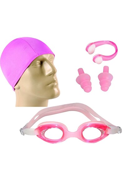 Povit Antifog Children's Swimming Goggles Lycra Bonnet Ear Nose Plug