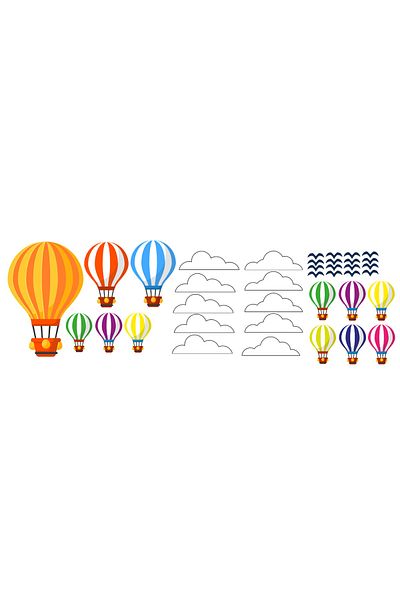 Tilki Dünyası Flying Balloons White Clouds And Birds
