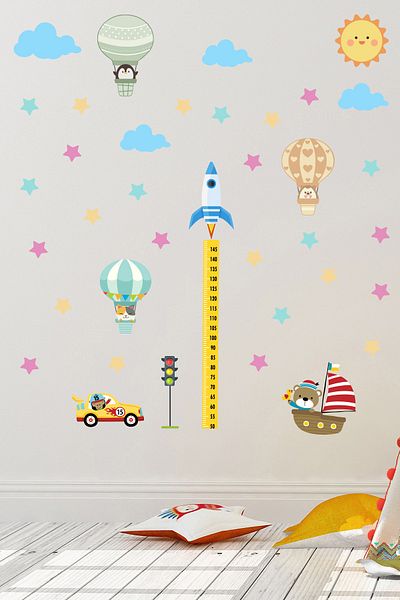 Tilki Dünyası Cute Animals Kids Room Wall Sticker And Height Chart