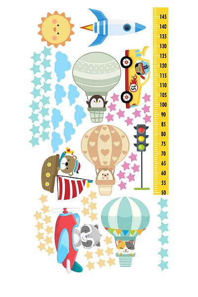 Tilki Dünyası Cute Animals Kids Room Wall Sticker And Height Chart