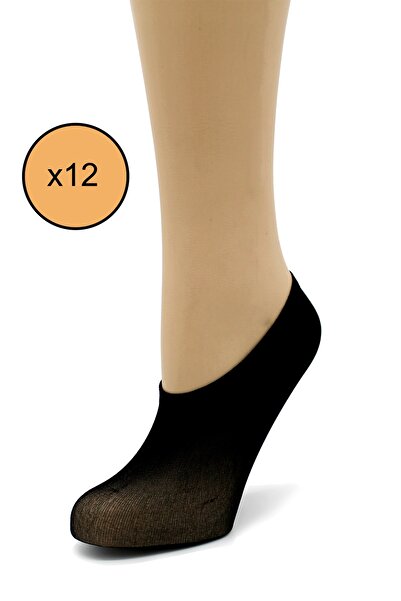 CF Color Feet حزمة من 12 جوارب سوبا/بابيه من النايلون الأسود الرقيق