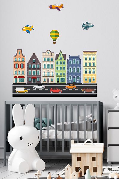 Tilki Dünyası Autocolant pentru cameră pentru copii Amsterdam Houses