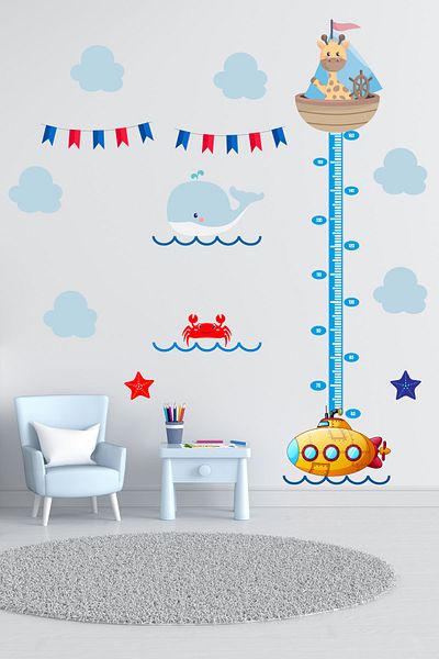 Tilki Dünyası Sailor Giraffe Kids Room Wall Sticker