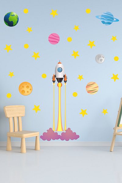 Tilki Dünyası Autocolant pentru cameră pentru copii Star Trek Rocket and Planets