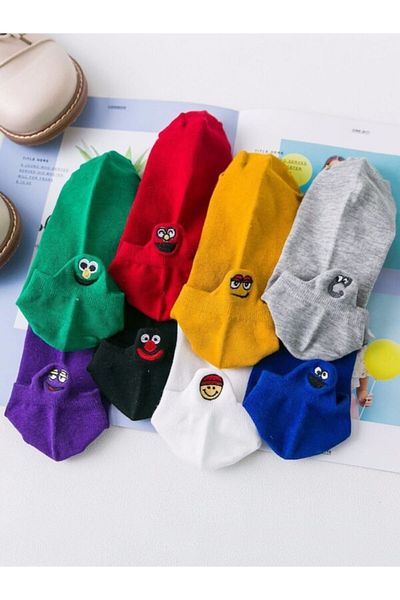 Nuh Home Emoji Socks 8 Pack Rainbow