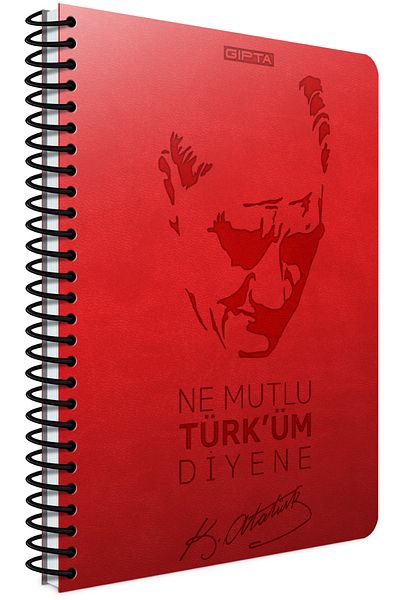 Gıpta Ataturk Spiral Piele Copertă Tare 120 Yp 17x24 Cm Caiet în carouri Roșu
