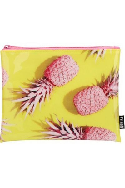 Pyrus Yellow Pink Pineapple Printed Makeup Bag
