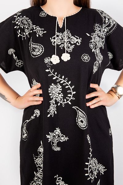 Kardelen Butik Ümraniye Black Şilebezi Dress Cotton Short Sleeve
