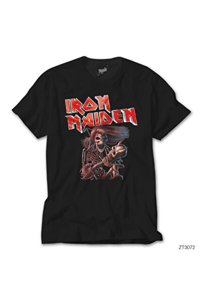 Z zepplin تي شيرت أسود من Iron Maiden Skull