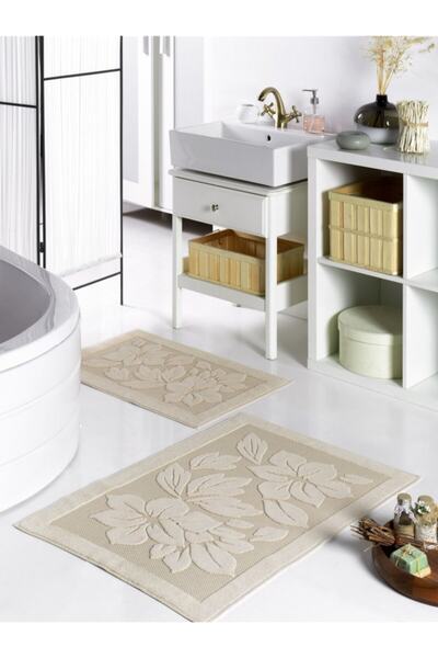Romans Sütlü Kaverengi 2-li Banyo Paspas Takımı