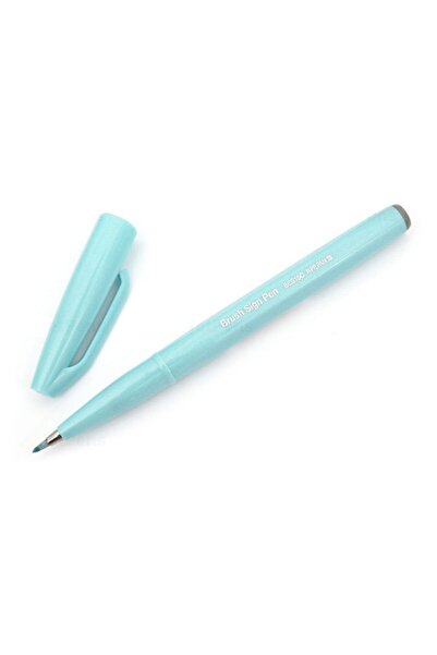 Pentel Fude Touch Sign Brush Pen Fırça Uçlu Çizim Kalemi Pale Blue
