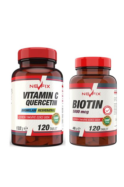 Nevfix Vitamin C 1000 Mg 120 Tablets Biotin 5000 Mcg 120 Tablets
