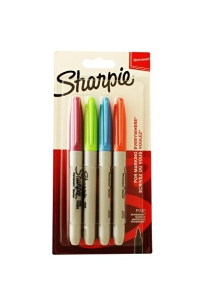 Sharpie Fine Permanent Markör Kalem Canlı Renkler 4'lü Paket