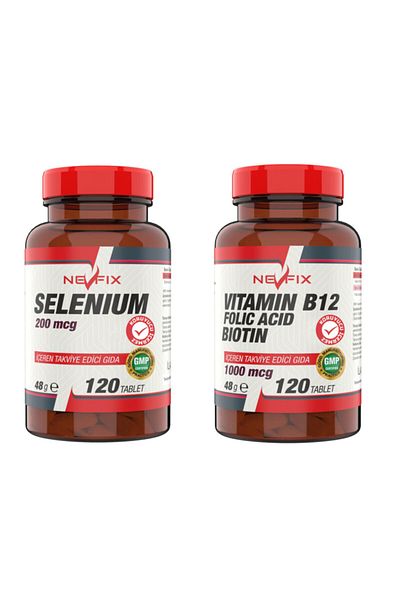 Nevfix B12 Folic Acid & Biotin 120 Tablets Selenium 200 Mcg 120 Tablets