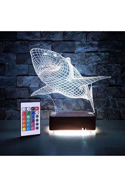 Vipyol Köpekbalığı Gece Lambası 3d Doğumgünü Hediyesi 16 Renk Lamba