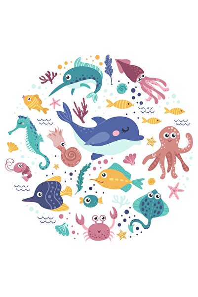 Tilki Dünyası Χαριτωμένα ζωάκια από τη θάλασσα Ψάρια Φυτά