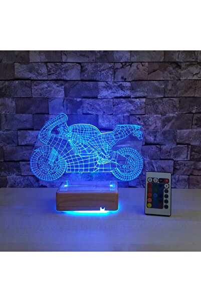 Vipyol Motorsiklet 3d Led Gece Lambası Doğum Günü Hediyesi 16 Renk Lamba