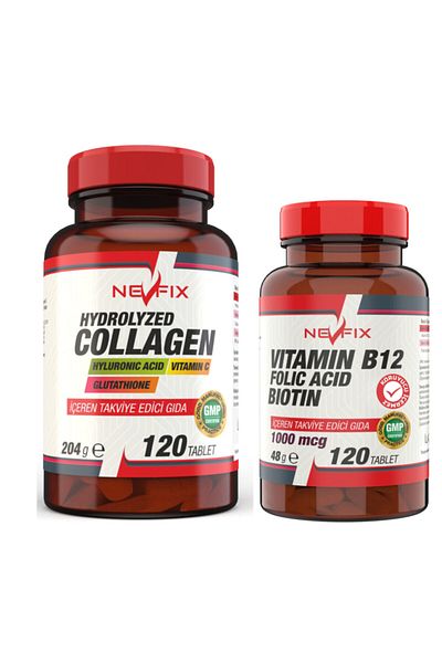 Nevfix Vitamin B12 Folic Acid Biotin 120 Tablet Collagen (Collagen) 120 Tablets