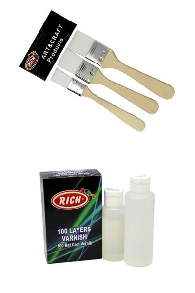 Rich 100 Kat Cam Vernik Zemin Fırça Seti 3 Lü