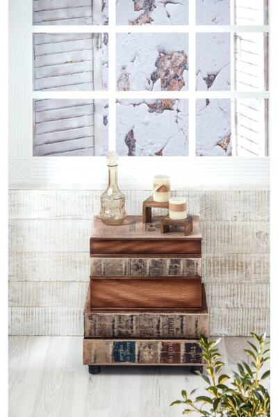 Misiny Kahverengi Kitap Şeklinde 5 Çekmeceli Komedin