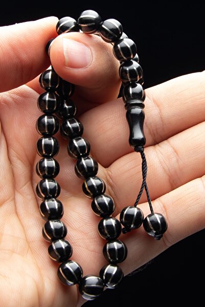 OTTOTESBİH Ανταλλακτικό χάντρες προσευχής από πέτρα ψαροκόκκου με κεντημένο σχέδιο καρπούζι 9 χιλιοστών