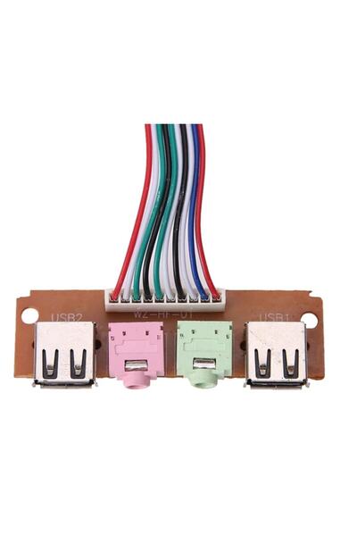 Alfais 4272 Pc Ön Panel 9 Pin Usb 2.0 3.5mm Port Kulaklık Mikrofon Kablosu Çevirici Dönüştürücü