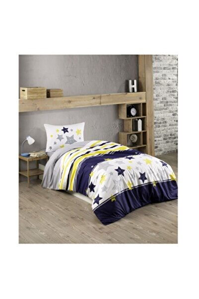 Taç Kristal Tutku Sarı-lacivert Tek Kişilik Nevresim Takımı