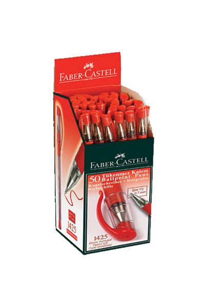 Faber Castell Faber-castell 1425 Needle Tip Ballpoint Pen Red 50 Li 5207142521000 (1 Pack of 50 Pieces)