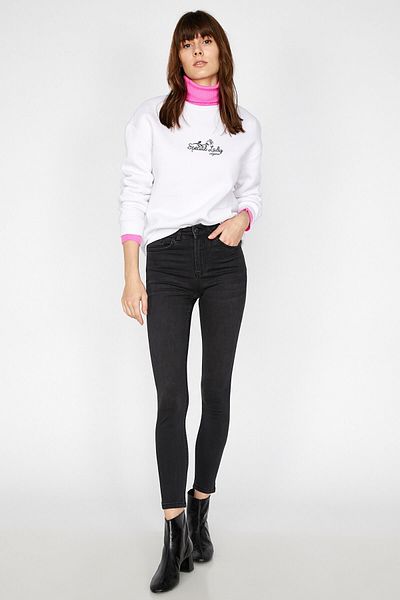 Koton Pantaloni negri Kate Jean de damă 9kak47808dd