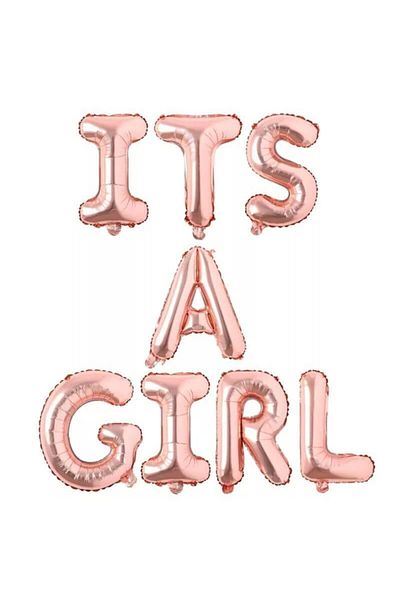 Deniz Party Store Its A Girl Foil Balloon Set Baby Room Decoration Balloon Set 16" inch 40 Cm Rose Gold