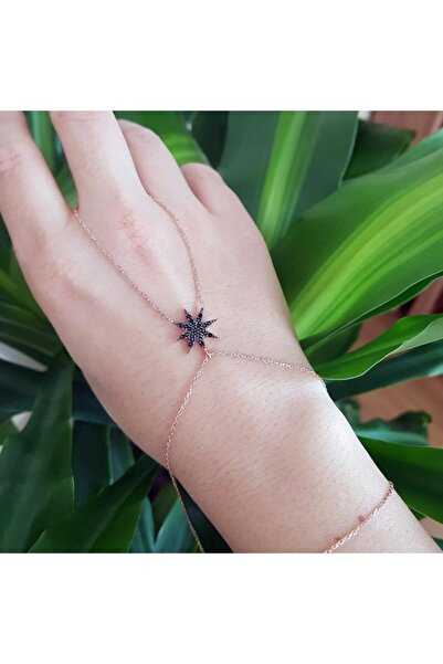 CNG JEWELS Siyah Taşlı Kutup Yıldızı Gümüş Şahmeran Bileklik