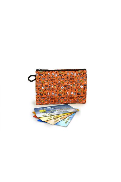 No Muffin For You Orange Woven Fabric Wallet 9.5x14.5 cm
