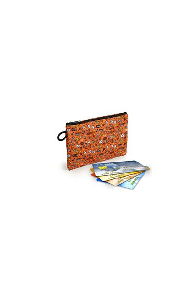 No Muffin For You Orange Woven Fabric Wallet 9.5x14.5 cm