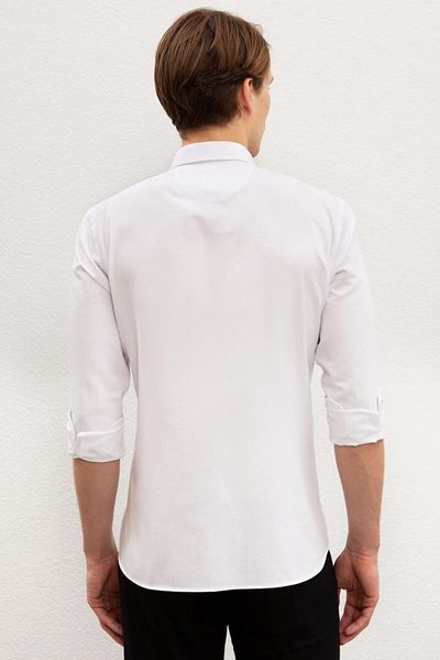 U.S. Polo Assn. Cămașă albă cu mânecă lungă pentru bărbați