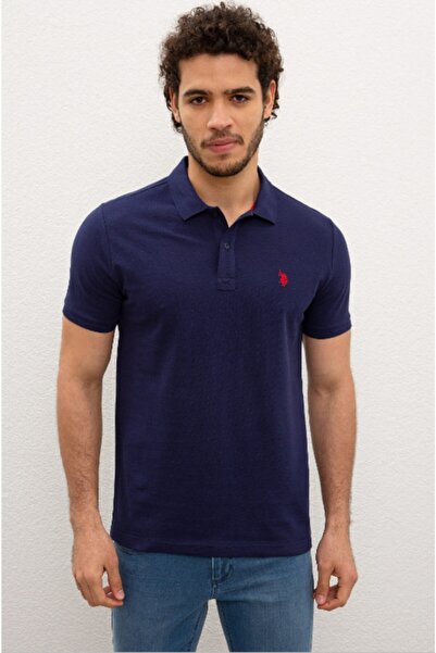 U.S. Polo Assn. Ανδρικό μπλουζάκι με σκούρο μπλε ναυτικό polo γιακά